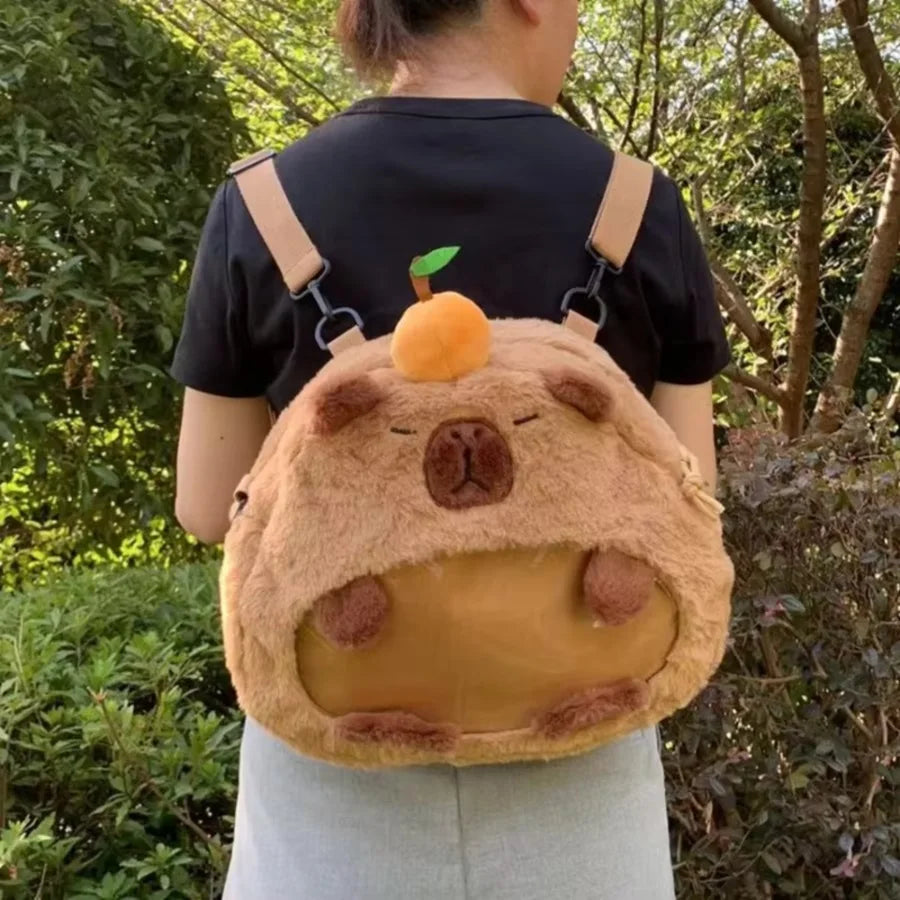 Capybara Plush Backpack Kawaii Fashion Plushie Doll Fur Bag Children's Bag Shoulder Bag Mini Knapsack Bags Gifts For Girlfriend  DailyAlertDeals   