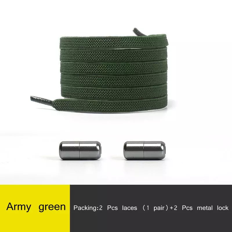 1Pair Multicolor Lock Elastic Sneaker Laces For Kids Adults and Elderly No Tie Shoelaces Quick Elastic Athletic Running Shoelace  DailyAlertDeals Army Green China 