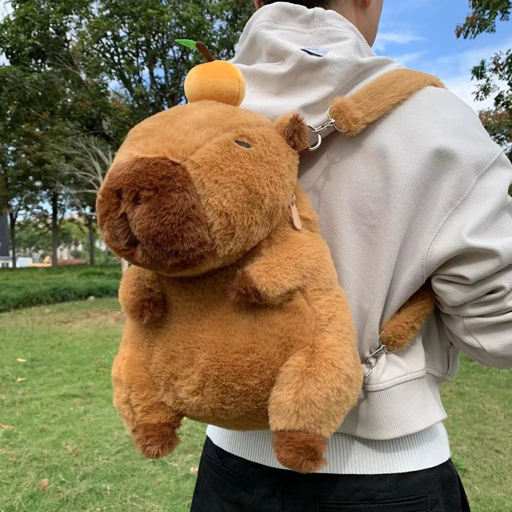 Capybara Plush Backpack Kawaii Fashion Plushie Doll Fur Bag Children's Bag Shoulder Bag Mini Knapsack Bags Gifts For Girlfriend  DailyAlertDeals   