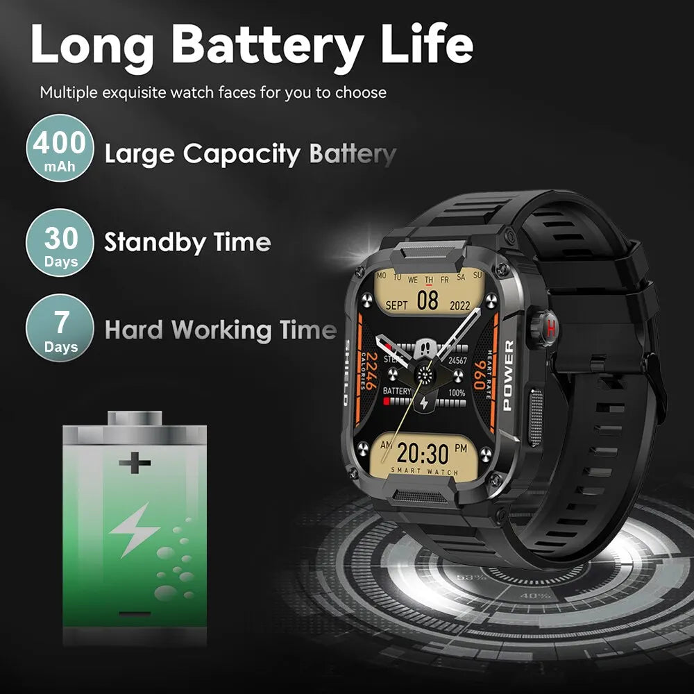 MELANDA 1.85 Outdoor Military Smart Watch Men Bluetooth Call Smartwatch For Android IOS IP68 Waterproof Sports Fitness Watches smart watch DailyAlertDeals   