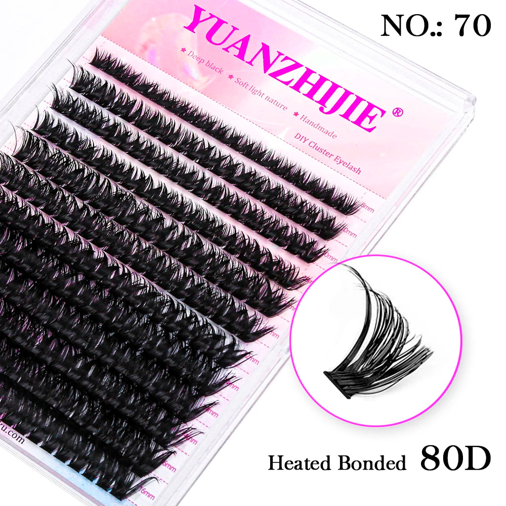 YUANZHIJIE 144pcs/case 100% Handmade DIY Lashes Extension 8-16mm Mix Length Eyelashes  Segmented Eyelashes Bundle Lash  DailyAlertDeals 70(80D) D 0.07mm | MIX | CHINA