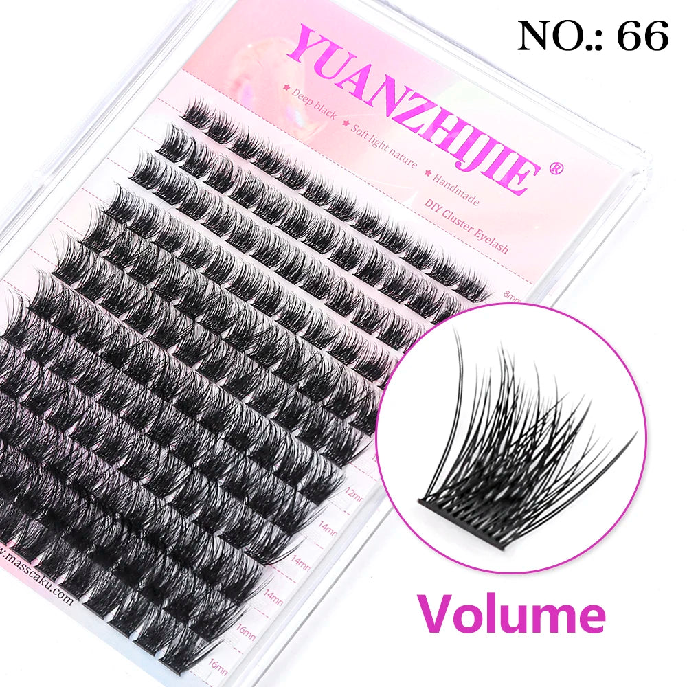 YUANZHIJIE 144pcs/case 100% Handmade DIY Lashes Extension 8-16mm Mix Length Eyelashes  Segmented Eyelashes Bundle Lash  DailyAlertDeals 66 D 0.07mm | MIX | CHINA