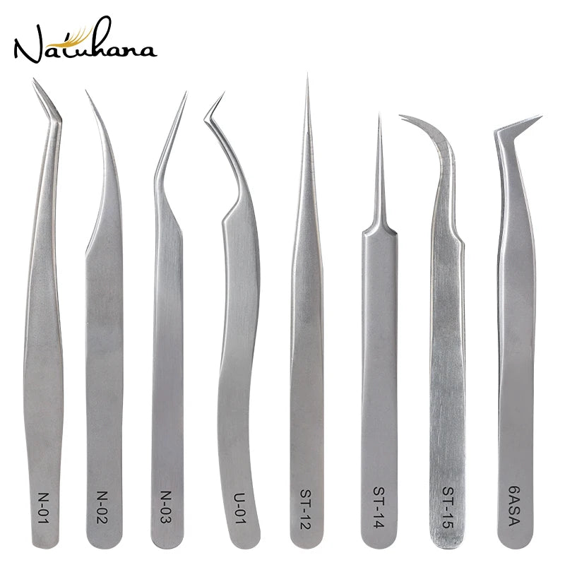 NATUHANA Anti-static Straight Eyelash Extension Tweezers Industrial Precision Curved Straight Lash Eyebrow Tweezers Makeup Tools  DailyAlertDeals   