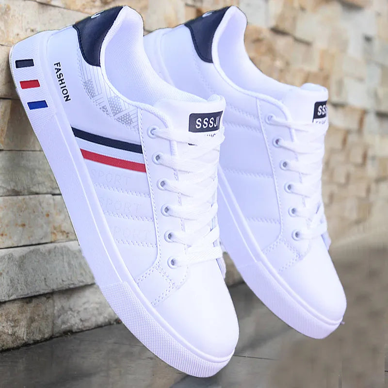 Men's Sneakers Casual Sports Shoes for Men Lightweight PU Leather Breathable Shoe Mens Flat White Tenis Shoes Zapatillas Hombre  DailyAlertDeals black white 48 