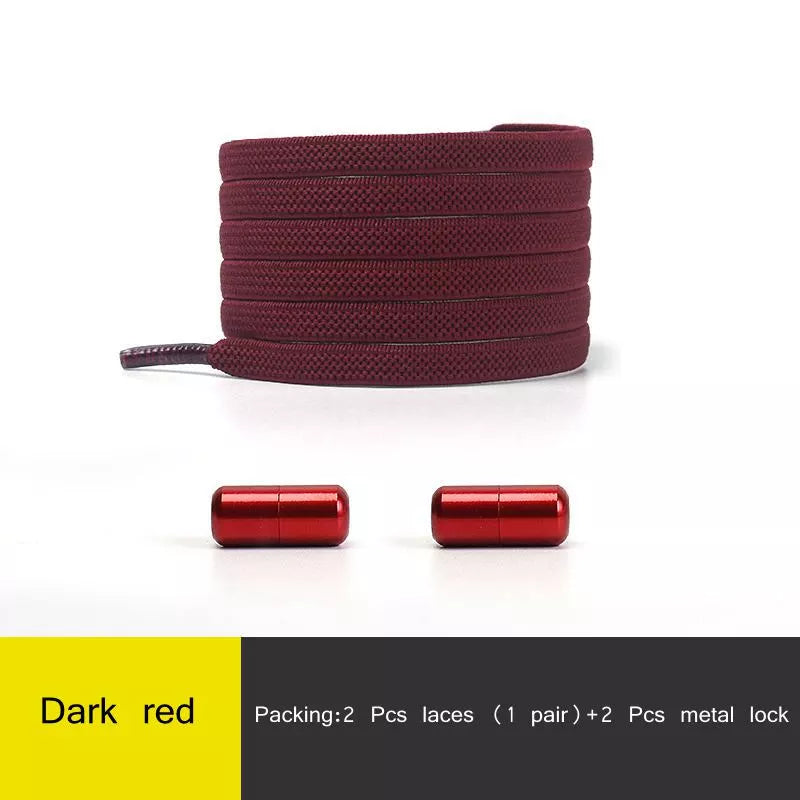 1Pair Multicolor Lock Elastic Sneaker Laces For Kids Adults and Elderly No Tie Shoelaces Quick Elastic Athletic Running Shoelace  DailyAlertDeals Dark red China 