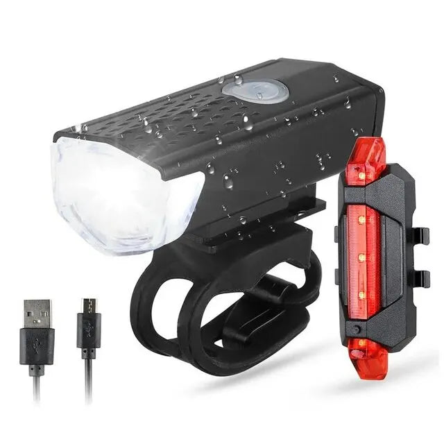 USB Rechargeable Bike Light Set Front Light with Taillight Easy to Install 3 Modes Bicycle Accessories for the Bicycle  DailyAlertDeals 2218  