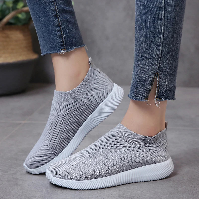 Rimocy Plus Size 46 Breathable Mesh Platform Sneakers Women Slip on Soft Ladies Casual Running Shoes Woman Knit Sock Shoes Flats  DailyAlertDeals   