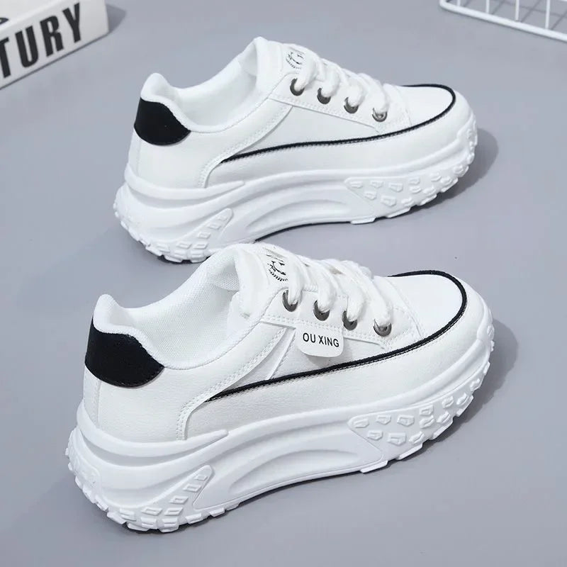 The New Retro Women Shoes Spring Platform Shoes Casual Sneakers Versatile Fashion Designer Shoes High Quality  Women Sneakers shoes DailyAlertDeals White 40 