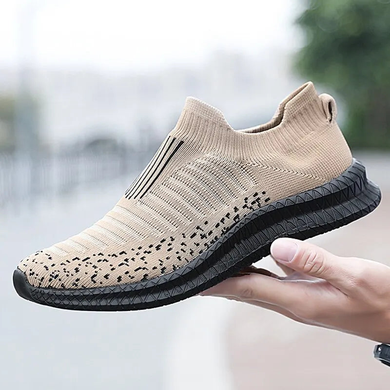 Men Shoes Breathable Men's Sneakers Comfortable Running Shoes Fashion Outdoor Walking Sneakers Sock Jogging Shoes  DailyAlertDeals 45 Beige 