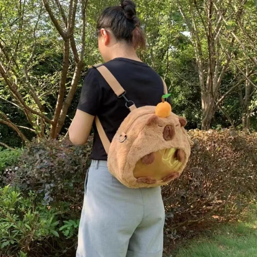 Capybara Plush Backpack Kawaii Fashion Plushie Doll Fur Bag Children's Bag Shoulder Bag Mini Knapsack Bags Gifts For Girlfriend  DailyAlertDeals   