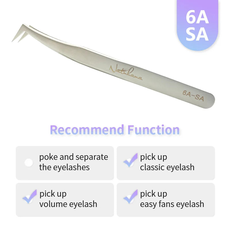 NATUHANA Anti-static Straight Eyelash Extension Tweezers Industrial Precision Curved Straight Lash Eyebrow Tweezers Makeup Tools  DailyAlertDeals 6A-SA  