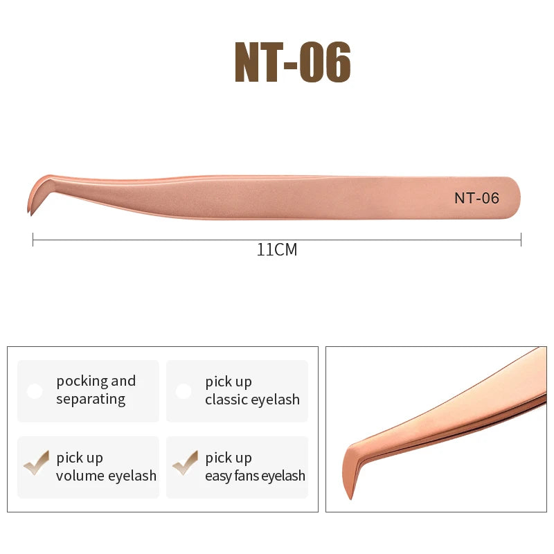 NATUHANA Anti-static Straight Eyelash Extension Tweezers Industrial Precision Curved Straight Lash Eyebrow Tweezers Makeup Tools  DailyAlertDeals NT-06  