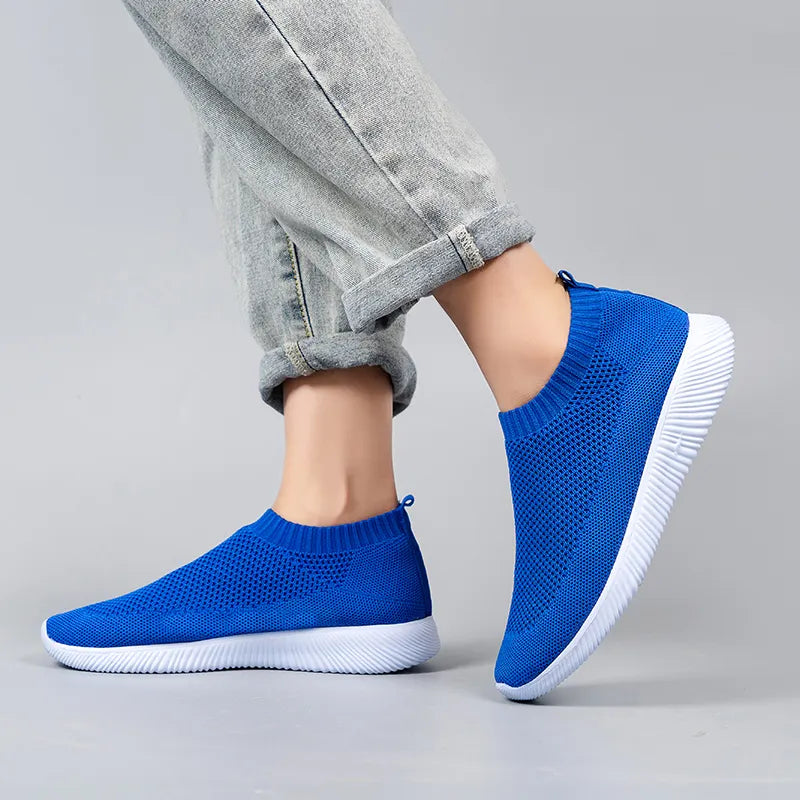 Rimocy Plus Size 46 Breathable Mesh Platform Sneakers Women Slip on Soft Ladies Casual Running Shoes Woman Knit Sock Shoes Flats  DailyAlertDeals   