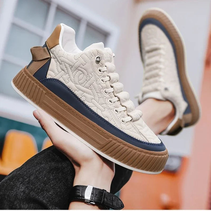Beige Men's Chunky Sneakers Casual Men Shoes Fashion Light Non-slip Luxury Black Brown Brand Shoes For Men