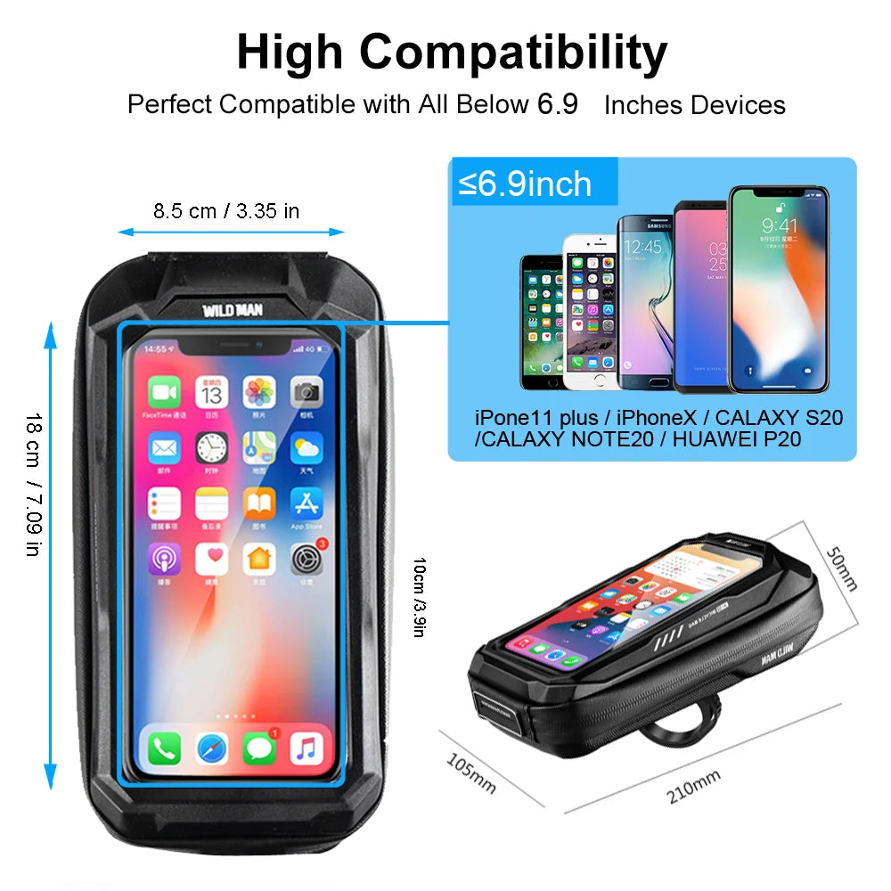 New Bike Phone Holder Bag Case Waterproof Cycling Bike Mount 6.9in Mobile Phone Stand Bag Handlebar MTB Bicycle Accessories  DailyAlertDeals   