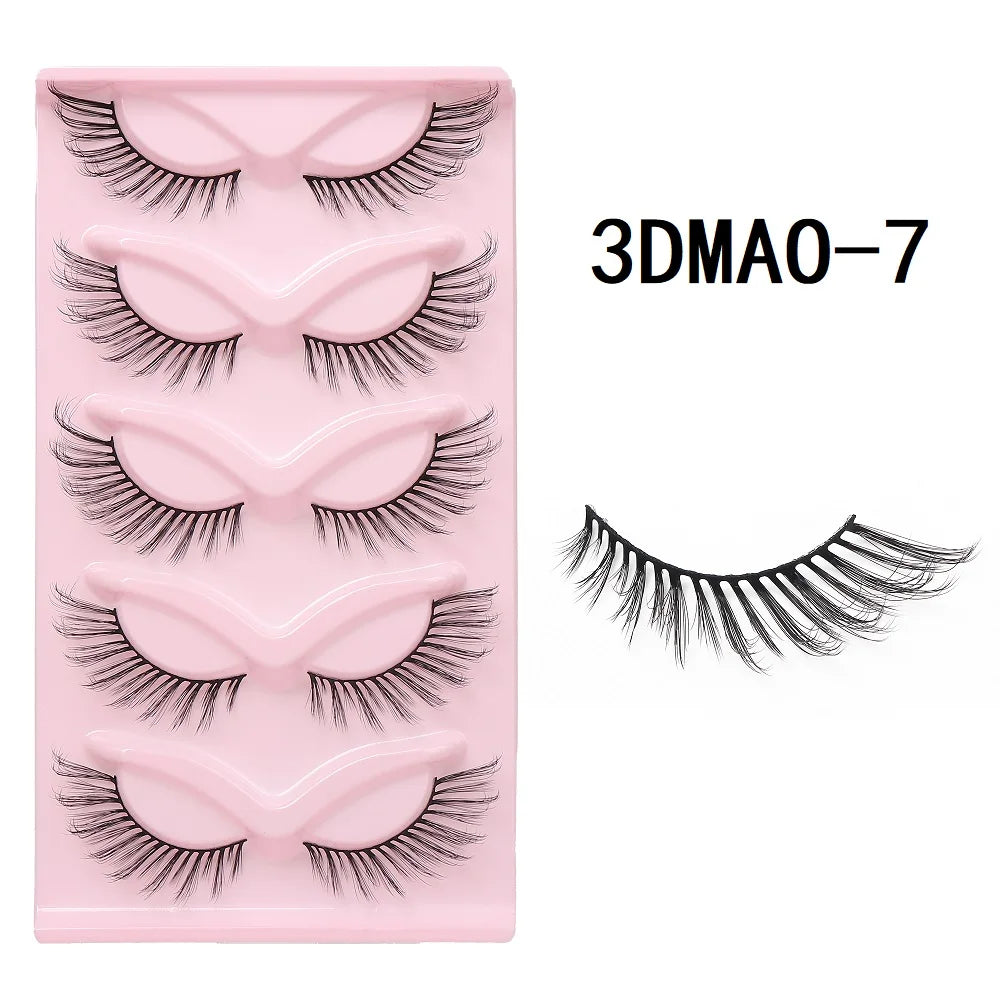 HBZGTLAD Cat eye Eyelashes 3D Natural False Lashes Fluffy Soft Cross 5 pairs Manga Lashes Wispy Natural Eyelash Extension Makeup  DailyAlertDeals 5pairs-MA07  