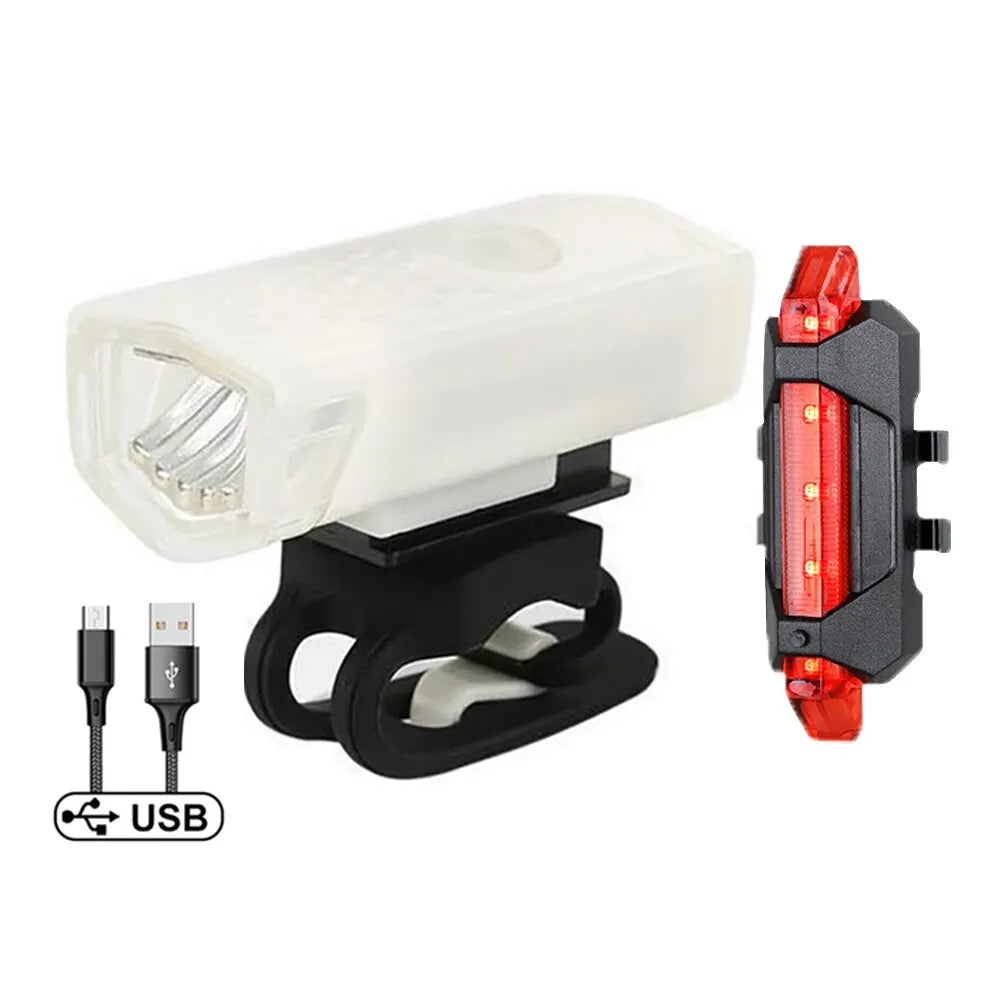 USB Rechargeable Bike Light Set Front Light with Taillight Easy to Install 3 Modes Bicycle Accessories for the Bicycle  DailyAlertDeals 11081.10  