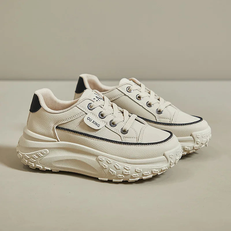 The New Retro Women Shoes Spring Platform Shoes Casual Sneakers Versatile Fashion Designer Shoes High Quality  Women Sneakers shoes DailyAlertDeals Khaki 37 