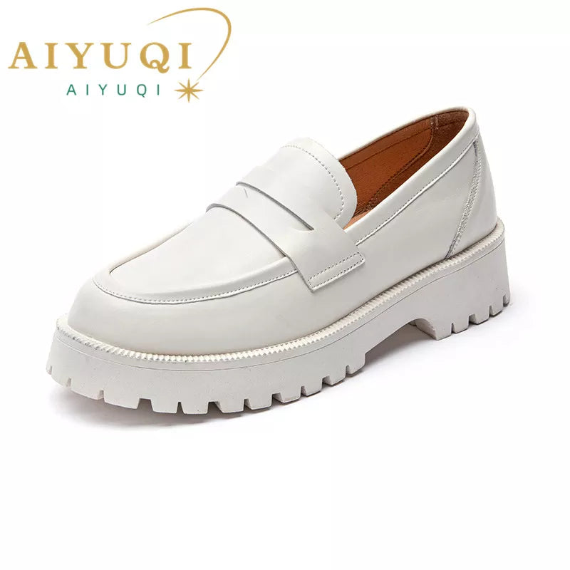 AIYUQI Spring Shoes Female British Style Thick-soled College Style Casual Loafers Genuine Leather Fashion Shoes Girls WHSLE MTO  DailyAlertDeals   