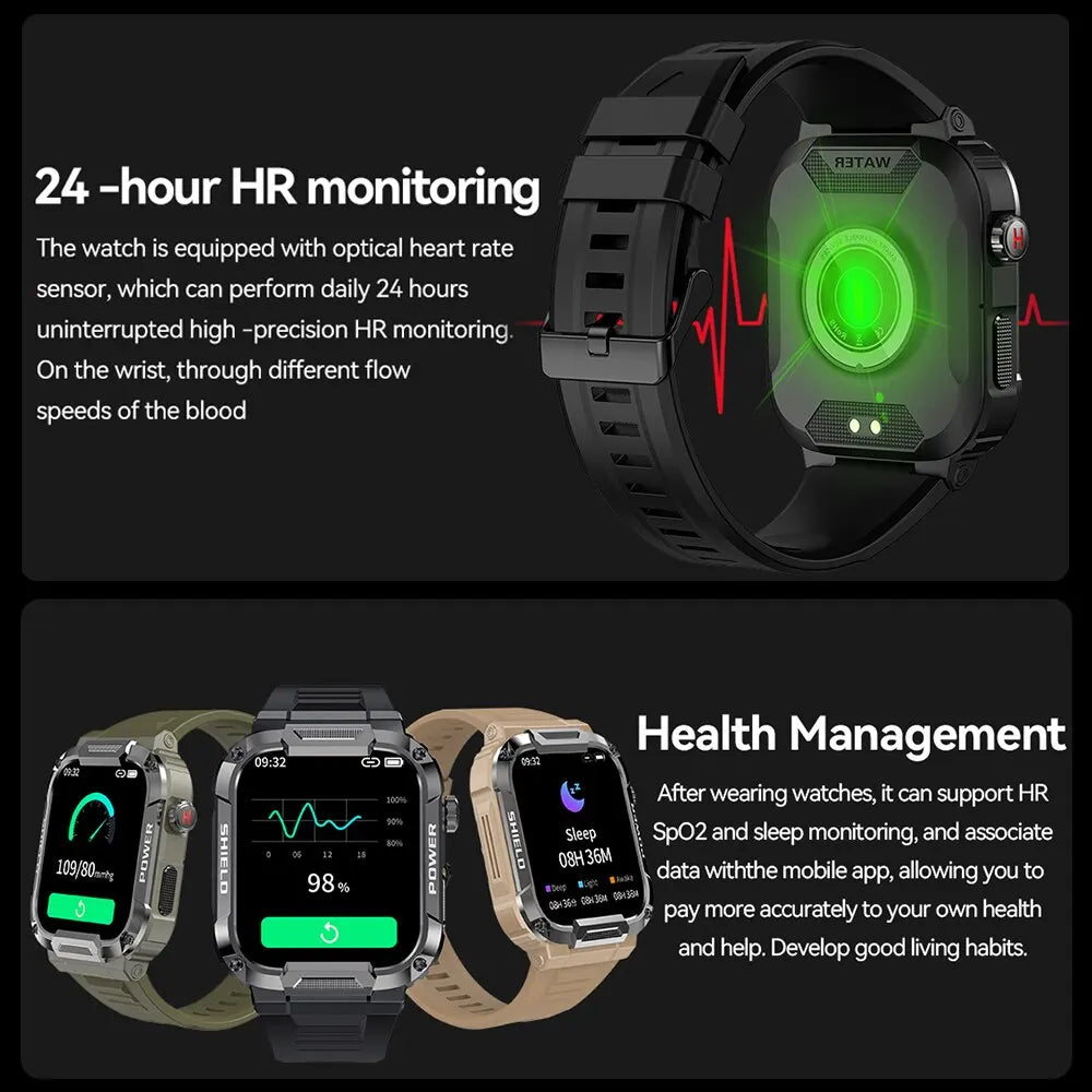 MELANDA 1.85 Outdoor Military Smart Watch Men Bluetooth Call Smartwatch For Android IOS IP68 Waterproof Sports Fitness Watches smart watch DailyAlertDeals   