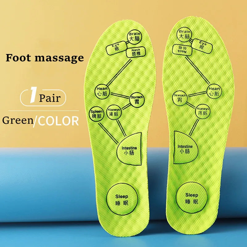 Acupressure on Foot Insoles For Shoes Breathable Deodorant Sport Insoles for Medical Man Women Comfortable Running Shoe Sole  DailyAlertDeals China Green EU35-36