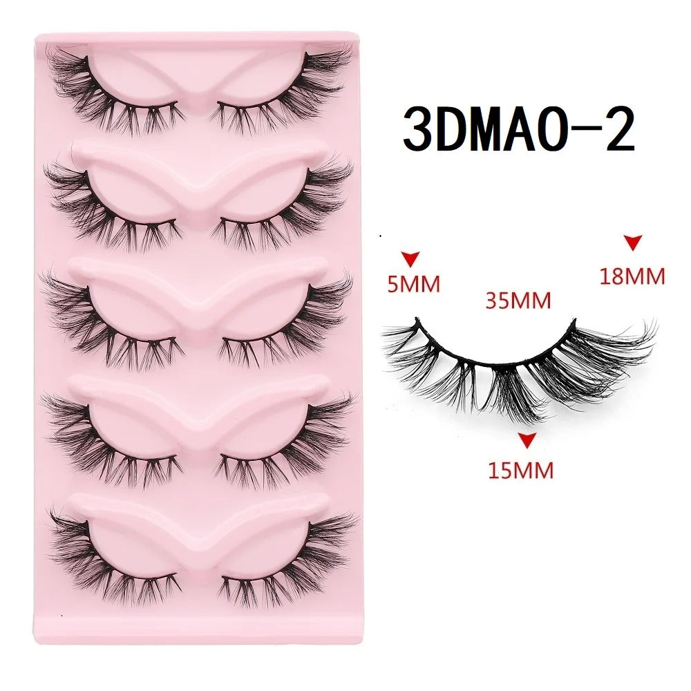 HBZGTLAD Cat eye Eyelashes 3D Natural False Lashes Fluffy Soft Cross 5 pairs Manga Lashes Wispy Natural Eyelash Extension Makeup  DailyAlertDeals 5pairs-MA02  