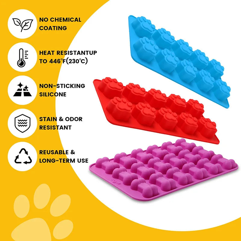 Silicone Puppy Dog Paw Bone Molds Elegant Chocolate Cookie Mold for Baking Non-Stick Dog Treat Molds Suitable for Microwave Oven  DailyAlertDeals   