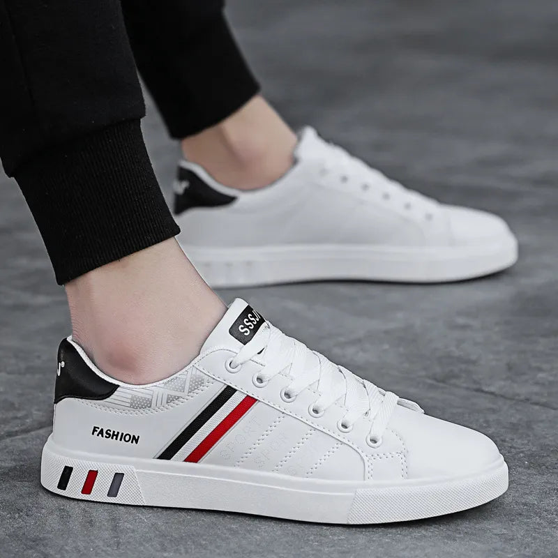 Men's Sneakers Casual Sports Shoes for Men Lightweight PU Leather Breathable Shoe Mens Flat White Tenis Shoes Zapatillas Hombre  DailyAlertDeals black white 02 48 