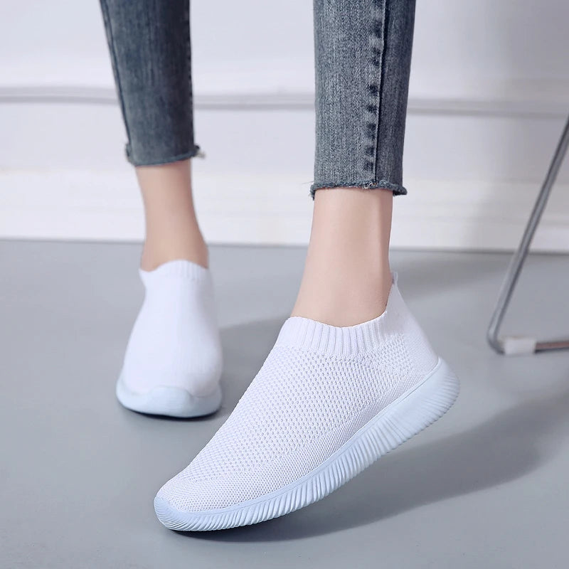 Rimocy Plus Size 46 Breathable Mesh Platform Sneakers Women Slip on Soft Ladies Casual Running Shoes Woman Knit Sock Shoes Flats  DailyAlertDeals   