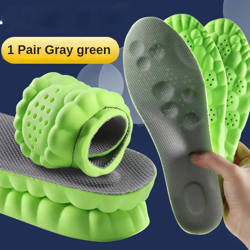 4D Sports Shoes Insoles Super Soft Running Insole for Feet Shock Absorption Baskets Shoe Sole Arch Support Orthopedic Inserts  DailyAlertDeals China Gray green EU35-36