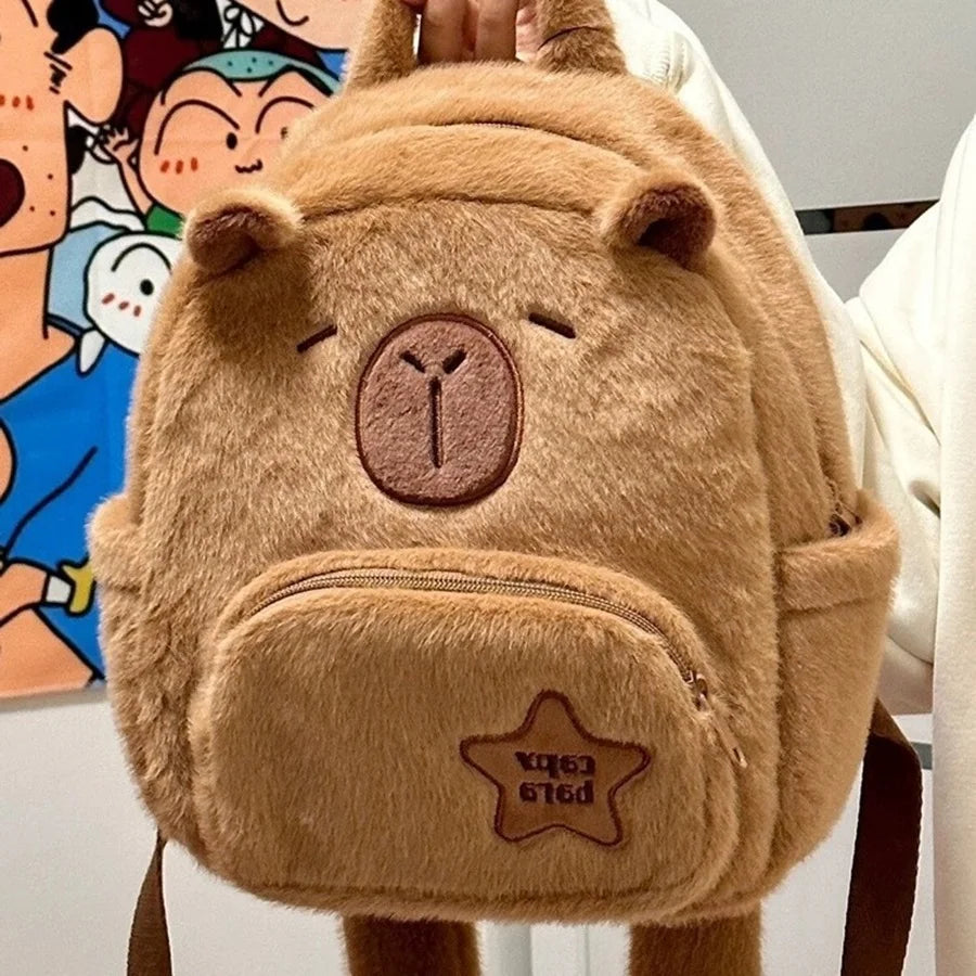 Capybara Plush Backpack Kawaii Fashion Plushie Doll Fur Bag Children's Bag Shoulder Bag Mini Knapsack Bags Gifts For Girlfriend  DailyAlertDeals   