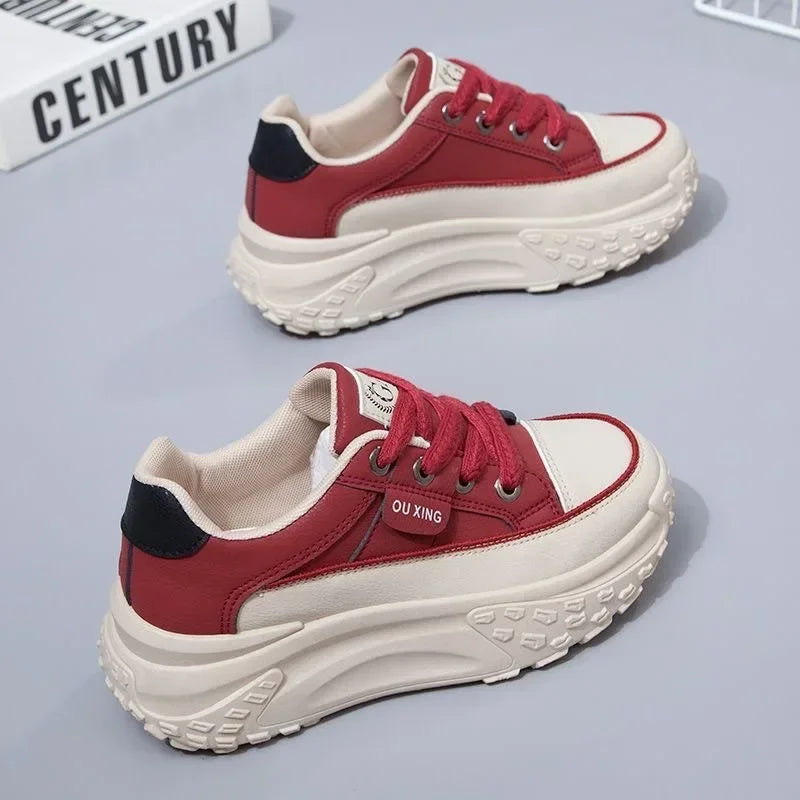 The New Retro Women Shoes Spring Platform Shoes Casual Sneakers Versatile Fashion Designer Shoes High Quality  Women Sneakers shoes DailyAlertDeals Red 40 
