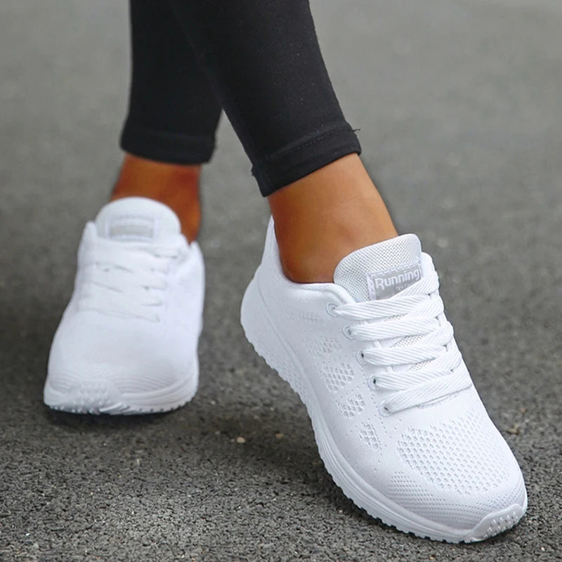 Women's Sneakers Breathable Trainers Comfortable Sneakers Women Mesh Fabric Lace Up Female Footwear Women Running Shoes  DailyAlertDeals   