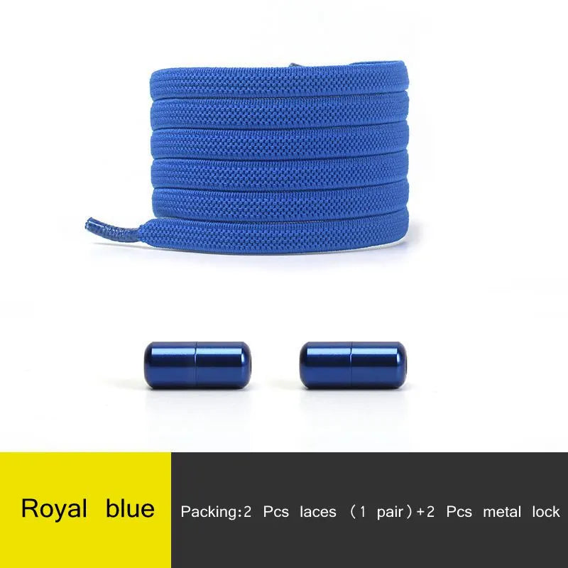 1Pair Multicolor Lock Elastic Sneaker Laces For Kids Adults and Elderly No Tie Shoelaces Quick Elastic Athletic Running Shoelace  DailyAlertDeals Royal blue China 