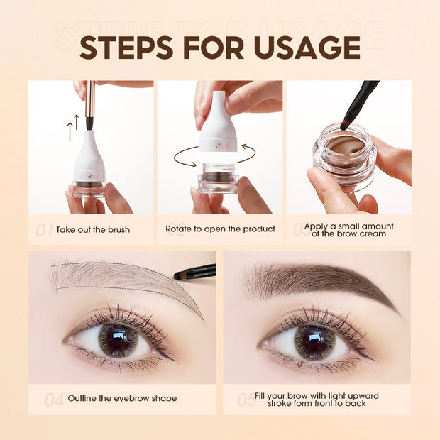 O.TWO.O Eyebrow Pomade Brow Mascara Natural Waterproof Long Lasting Creamy Texture 4 Colors Tinted Sculpted Brow Gel with Brush 0 DailyAlertDeals   