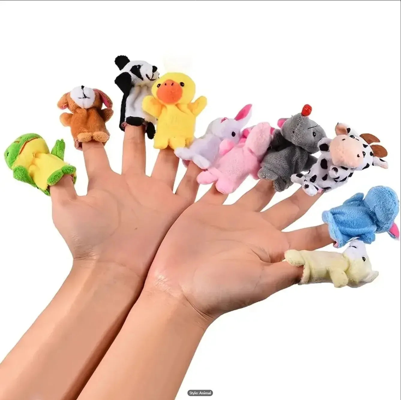 10 Pcs Cartoon Hand Doll Finger Puppet Baby Children Story Early Education Soothing Doll Plush Toy  DailyAlertDeals   