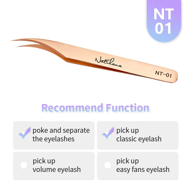 NATUHANA Anti-static Straight Eyelash Extension Tweezers Industrial Precision Curved Straight Lash Eyebrow Tweezers Makeup Tools  DailyAlertDeals NT-01  