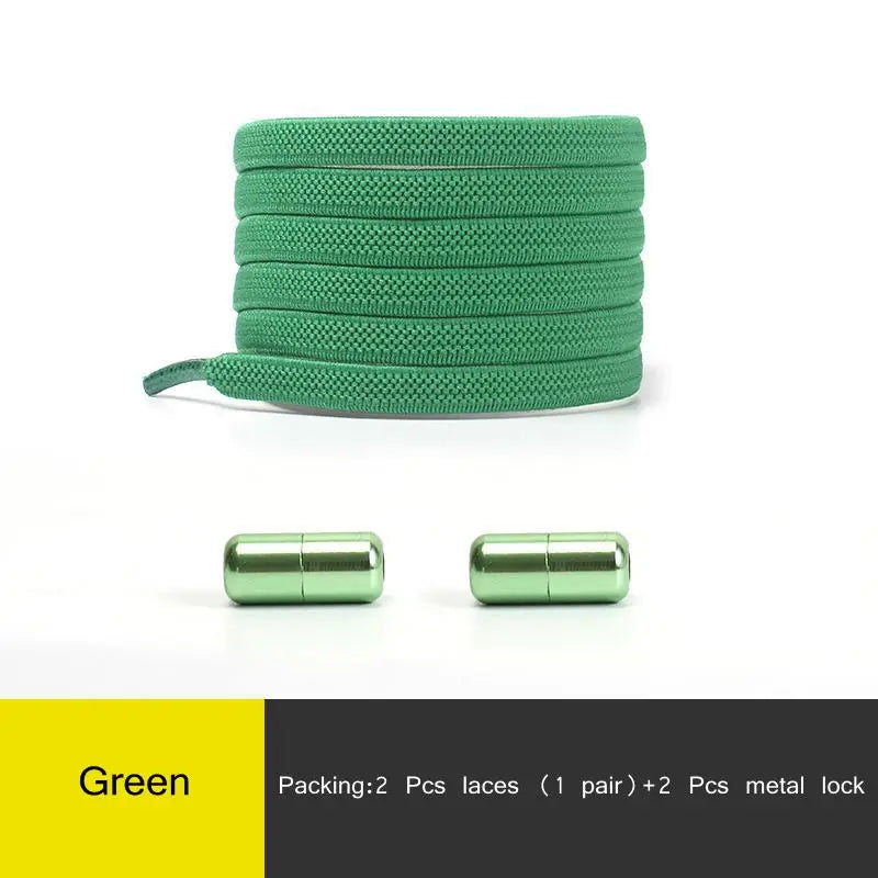 1Pair Multicolor Lock Elastic Sneaker Laces For Kids Adults and Elderly No Tie Shoelaces Quick Elastic Athletic Running Shoelace  DailyAlertDeals Green China 