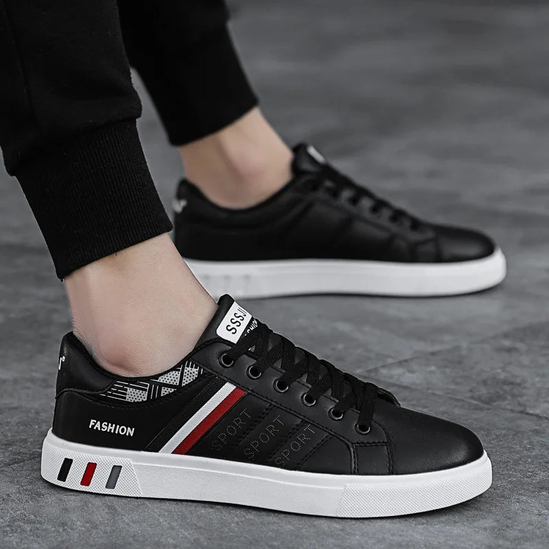 Men's Sneakers Casual Sports Shoes for Men Lightweight PU Leather Breathable Shoe Mens Flat White Tenis Shoes Zapatillas Hombre  DailyAlertDeals black 02 46 