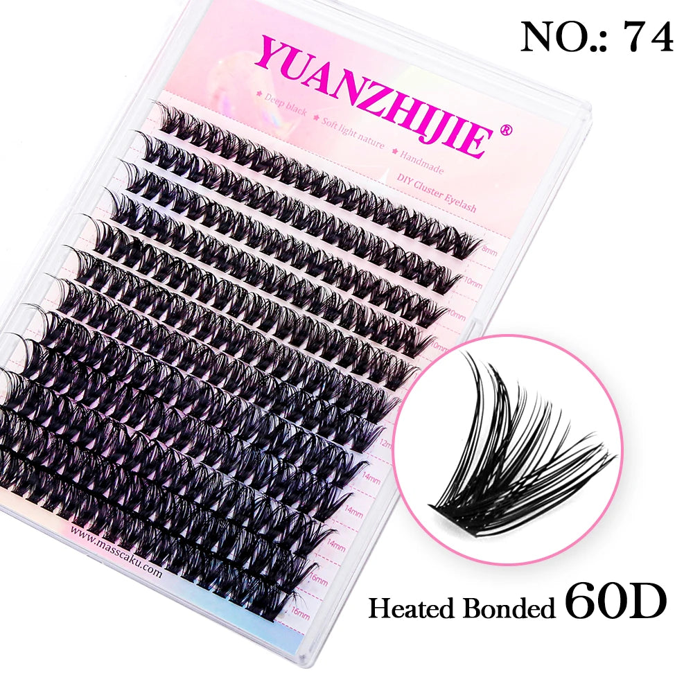 YUANZHIJIE 144pcs/case 100% Handmade DIY Lashes Extension 8-16mm Mix Length Eyelashes  Segmented Eyelashes Bundle Lash  DailyAlertDeals 74(60D) D 0.07mm | MIX | CHINA