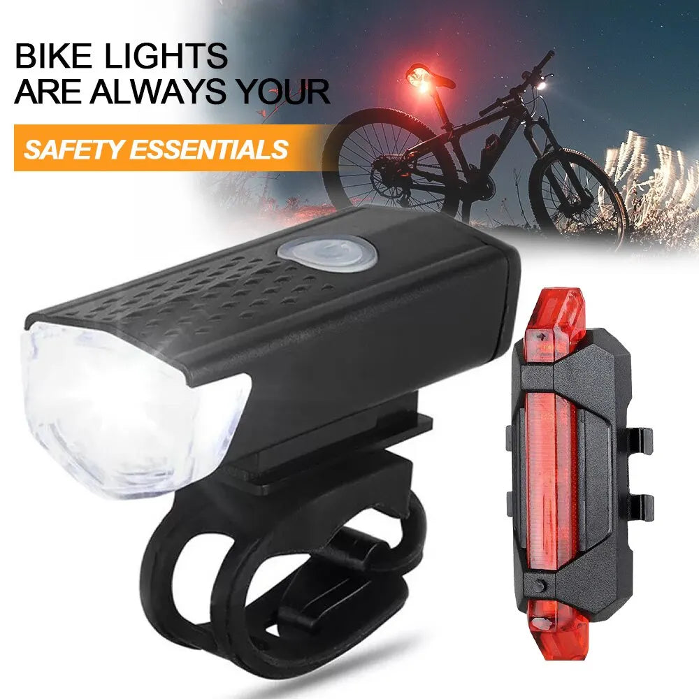 USB Rechargeable Bike Light Set Front Light with Taillight Easy to Install 3 Modes Bicycle Accessories for the Bicycle  DailyAlertDeals   