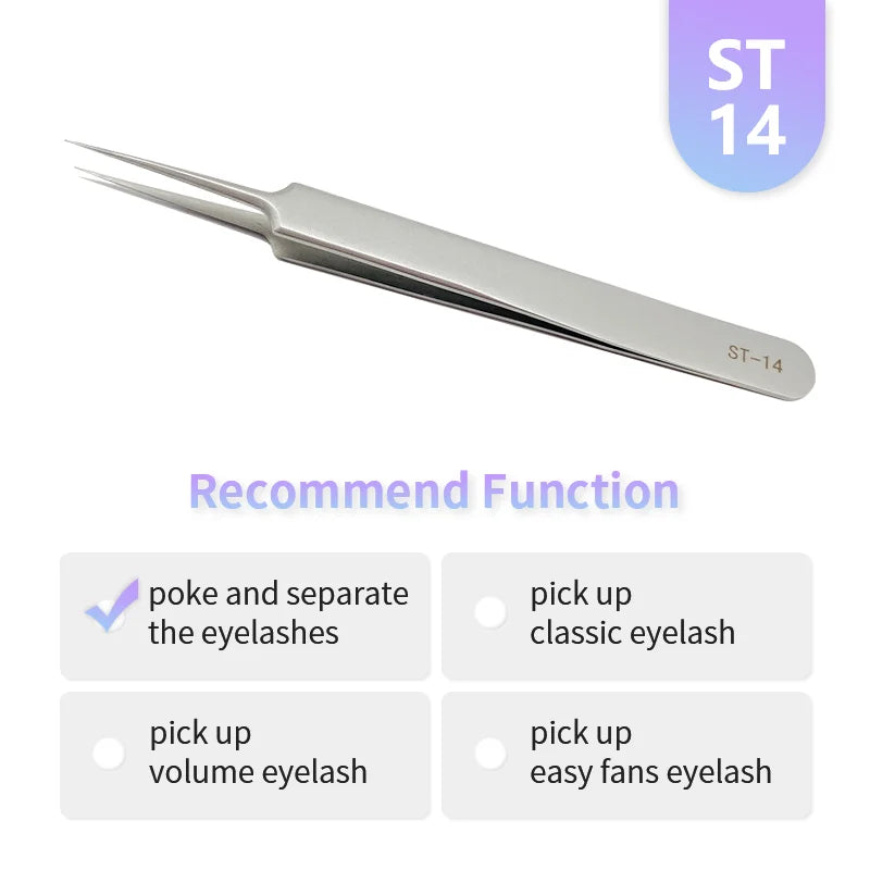 NATUHANA Anti-static Straight Eyelash Extension Tweezers Industrial Precision Curved Straight Lash Eyebrow Tweezers Makeup Tools  DailyAlertDeals ST-14  