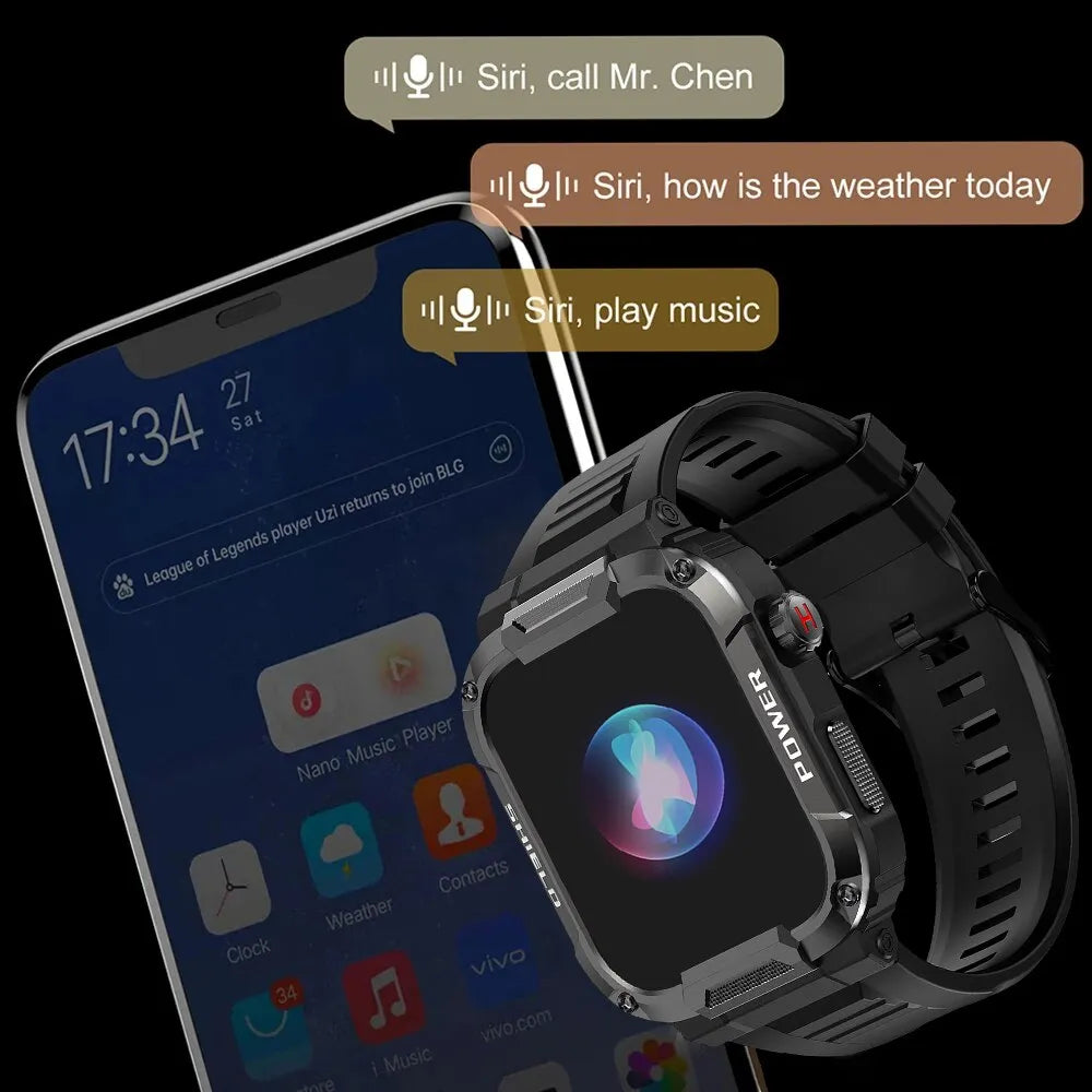 MELANDA 1.85 Outdoor Military Smart Watch Men Bluetooth Call Smartwatch For Android IOS IP68 Waterproof Sports Fitness Watches smart watch DailyAlertDeals   