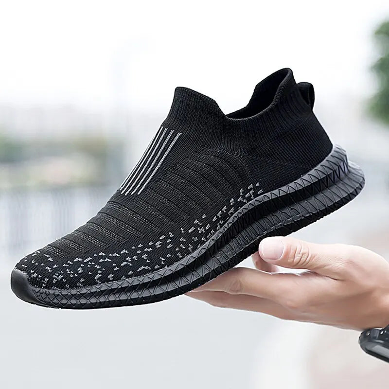 Men Shoes Breathable Men's Sneakers Comfortable Running Shoes Fashion Outdoor Walking Sneakers Sock Jogging Shoes  DailyAlertDeals 43 Black 