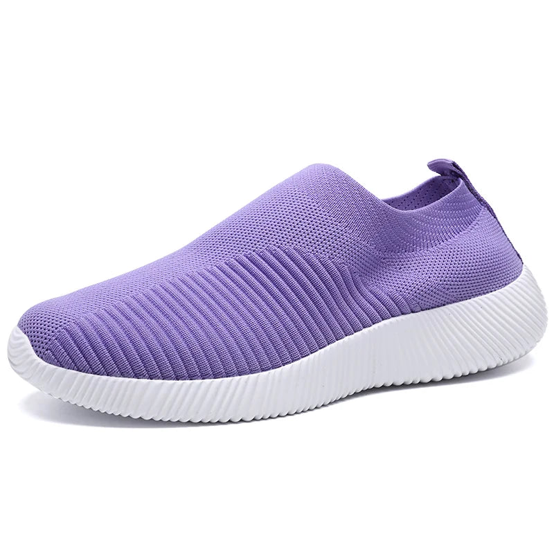 Rimocy Plus Size 46 Breathable Mesh Platform Sneakers Women Slip on Soft Ladies Casual Running Shoes Woman Knit Sock Shoes Flats  DailyAlertDeals 826purple 35 