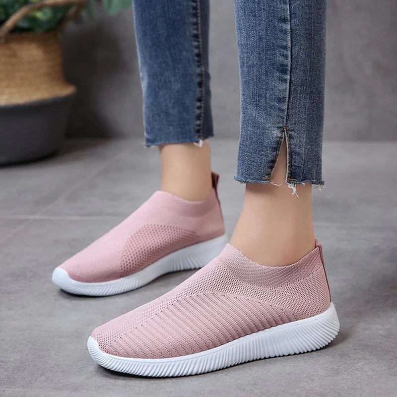 Rimocy Plus Size 46 Breathable Mesh Platform Sneakers Women Slip on Soft Ladies Casual Running Shoes Woman Knit Sock Shoes Flats  DailyAlertDeals   