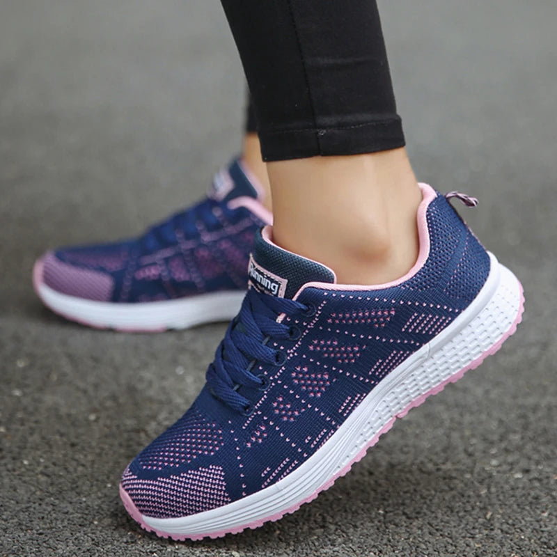 Women's Sneakers Breathable Trainers Comfortable Sneakers Women Mesh Fabric Lace Up Female Footwear Women Running Shoes  DailyAlertDeals Blue 35 