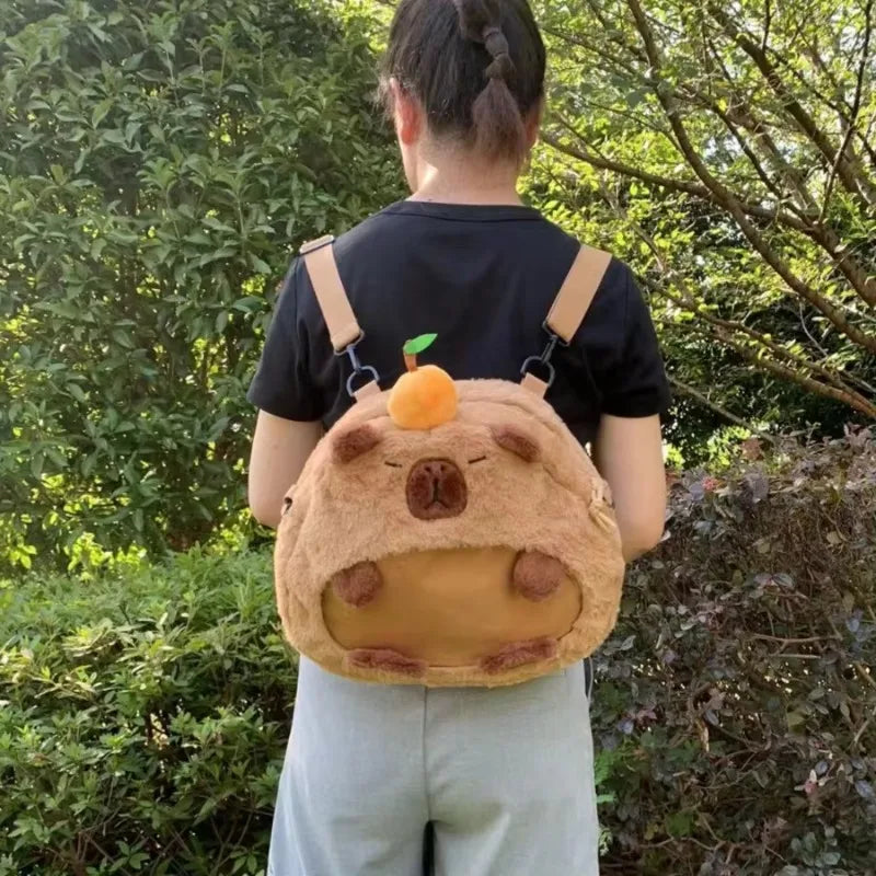 Capybara Plush Backpack Kawaii Fashion Plushie Doll Fur Bag Children's Bag Shoulder Bag Mini Knapsack Bags Gifts For Girlfriend  DailyAlertDeals CPBLA School bag 01 One size 