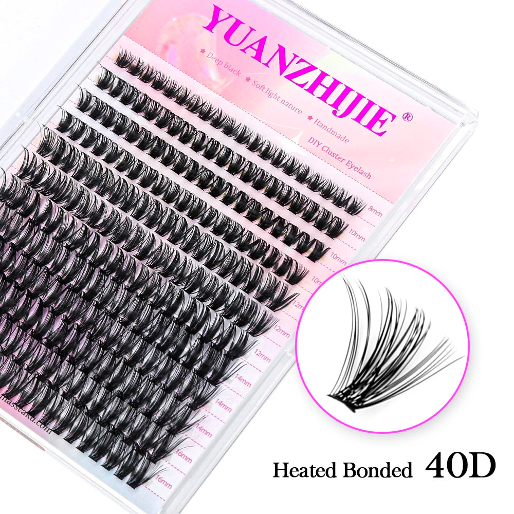 YUANZHIJIE 144pcs/case 100% Handmade DIY Lashes Extension 8-16mm Mix Length Eyelashes  Segmented Eyelashes Bundle Lash  DailyAlertDeals 77 (40D) D 0.07mm | MIX | CHINA