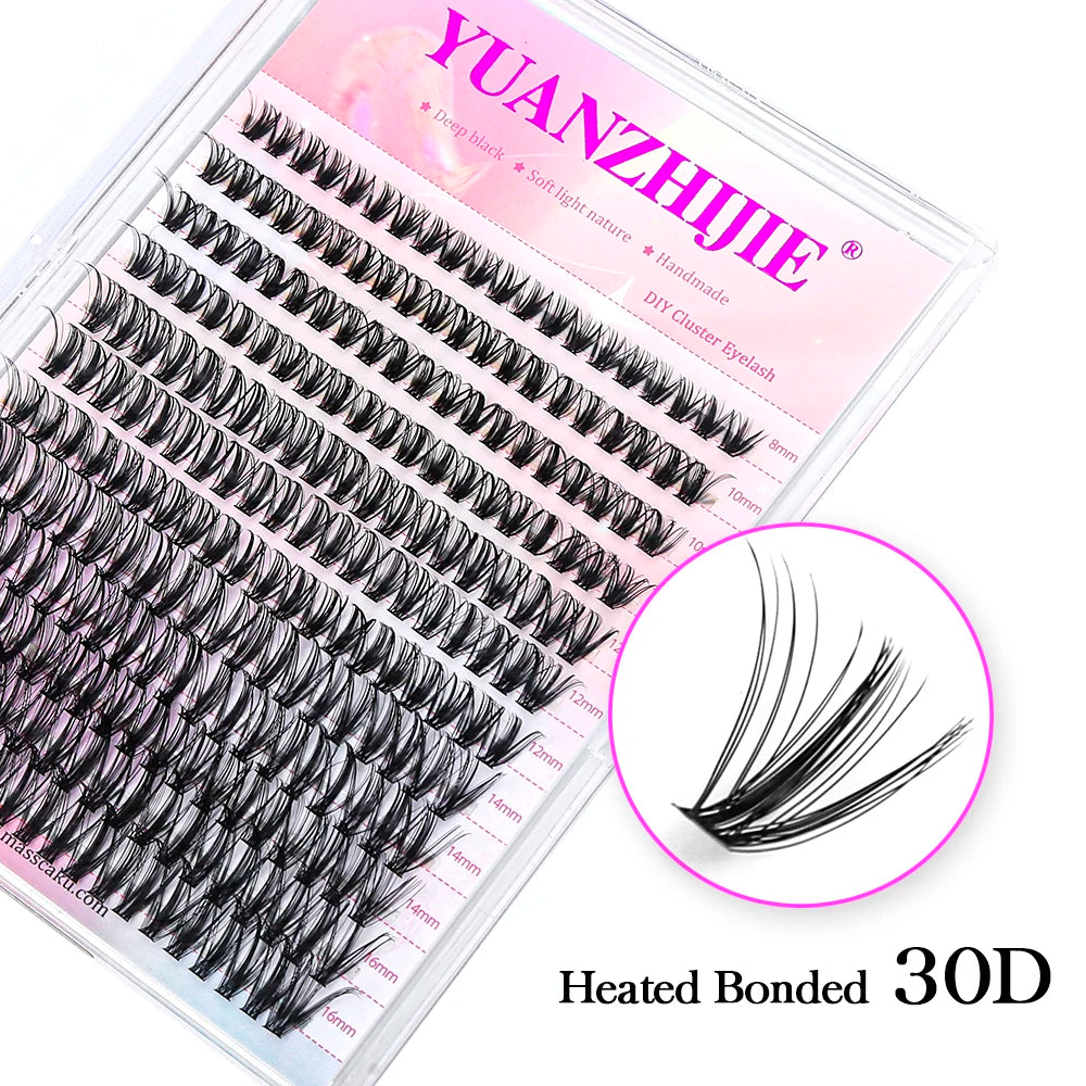 YUANZHIJIE 144pcs/case 100% Handmade DIY Lashes Extension 8-16mm Mix Length Eyelashes  Segmented Eyelashes Bundle Lash  DailyAlertDeals 76 (30D) D 0.07mm | MIX | CHINA